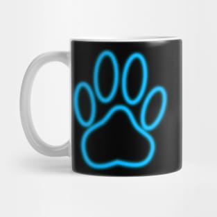 Blue Neon Dog Paw Print Mug